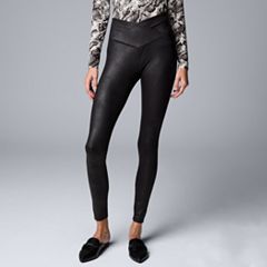 Simply Vera Wang Women Black Snakeskin HR Faux Leather Shaping Leggings -  1X/2X