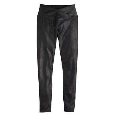 Women's Simply Vera Vera Wang Crossover Waistband Faux Leather Leggings