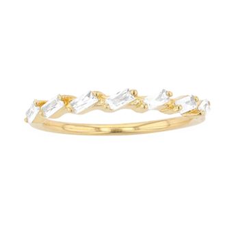 SIRI USA by TJM Gold Tone Sterling Silver Cubic Zirconia Baguette Ring