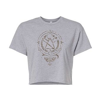 Juniors' Yellowjackets Moth Symbol Cropped Tee