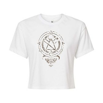 Juniors' Yellowjackets Moth Symbol Cropped Tee