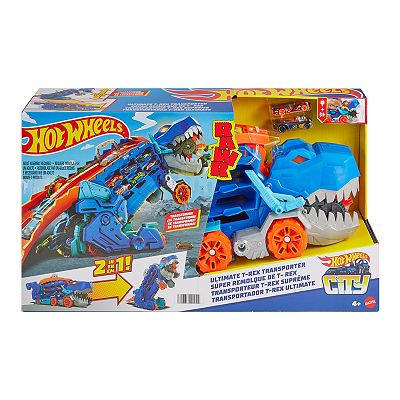 Mattel Hot Wheels T Rex with Race Track City Ultimate Hauler