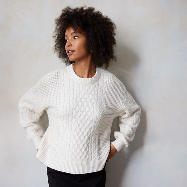 Women s LC Lauren Conrad Cable Knit Crewneck Sweater
