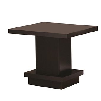 Contemporary End Table With Pedestal Base, Cappuccino Brown