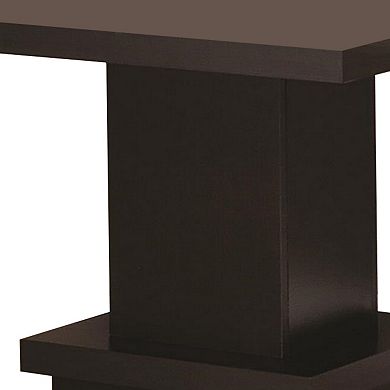Contemporary End Table With Pedestal Base, Cappuccino Brown