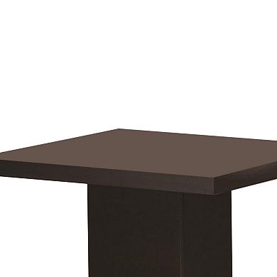 Contemporary End Table With Pedestal Base, Cappuccino Brown