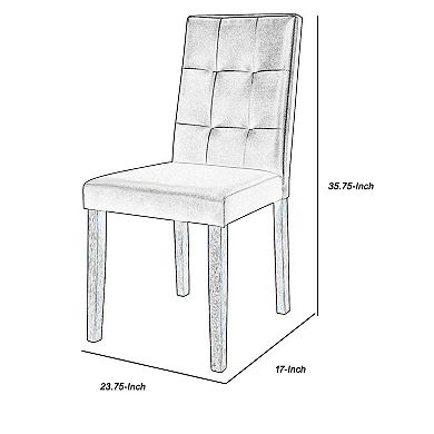 Leatherette Side Chair with Tufted Backrest, Set of 2, Espresso Brown