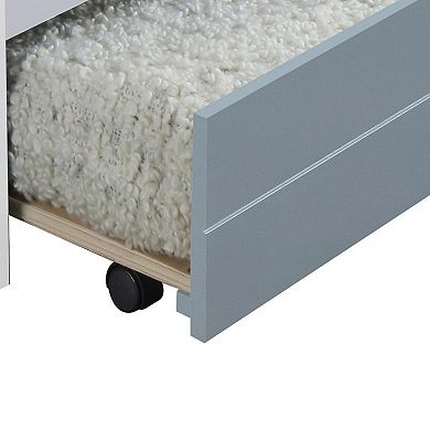 Transitional Style Wooden Trundle Bed with Caster Wheels, Gray