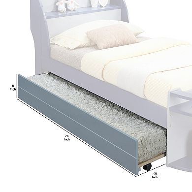 Transitional Style Wooden Trundle Bed with Caster Wheels, Gray