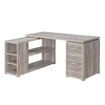 Contemporary Style L Shaped Office Desk, Gray