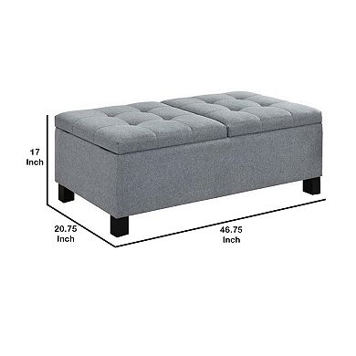 Wooden Ottoman with Hidden Storage Compartment, Gray and Black