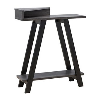 Baki 38 Inch Modern Wood Side Console Table, Corner Compartment, Black