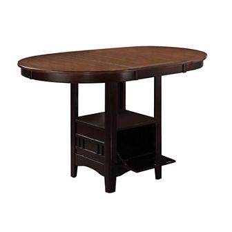 Dual Tone Counter Height Dining Table With Storage Base, Brown