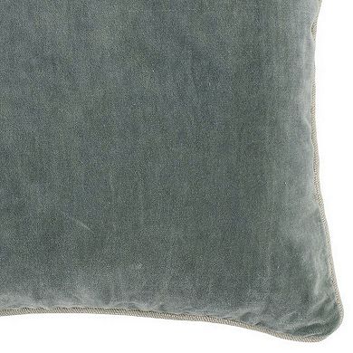 Square Throw Pillow with Cotton Cover, Sage Green