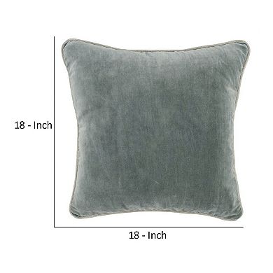 Square Throw Pillow with Cotton Cover, Sage Green
