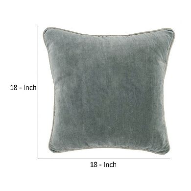 Square Throw Pillow with Cotton Cover, Sage Green