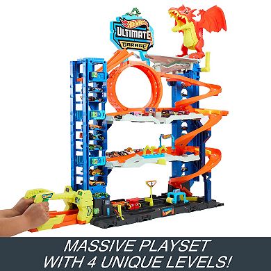 Mattel Hot Wheels City Ultimate Garage Playset with 2 Die-Cast Cars, Toy Storage For 50+ Cars