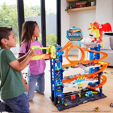 Mattel Hot Wheels City Ultimate Garage Playset with 2 Die-Cast Cars, Toy Storage For 50+ Cars