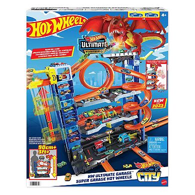 Mattel Hot Wheels City Ultimate Garage Playset with 2 Die-Cast Cars, Toy Storage For 50+ Cars