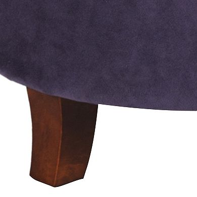 Button Tufted Velvet Upholstered Wooden Ottoman with Hidden Storage, Purple and Brown