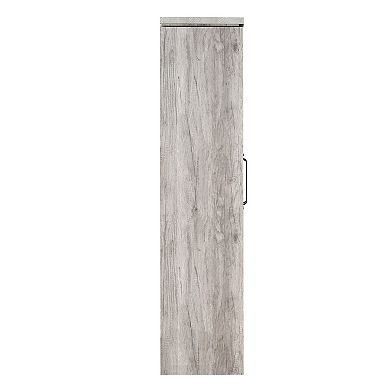 Spacious Wooden Curio Cabinet With Two Glass Doors, Gray