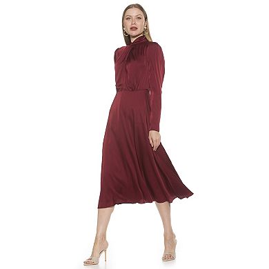 Women's ALEXIA ADMOR Gillian Draped Mockneck Fit & Flare Dress