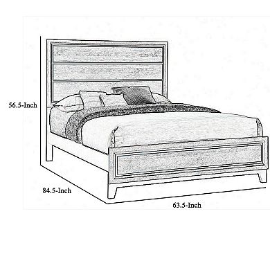 Transitional Queen Bed with Plank Panel Headboard and Low Footboard, Gray