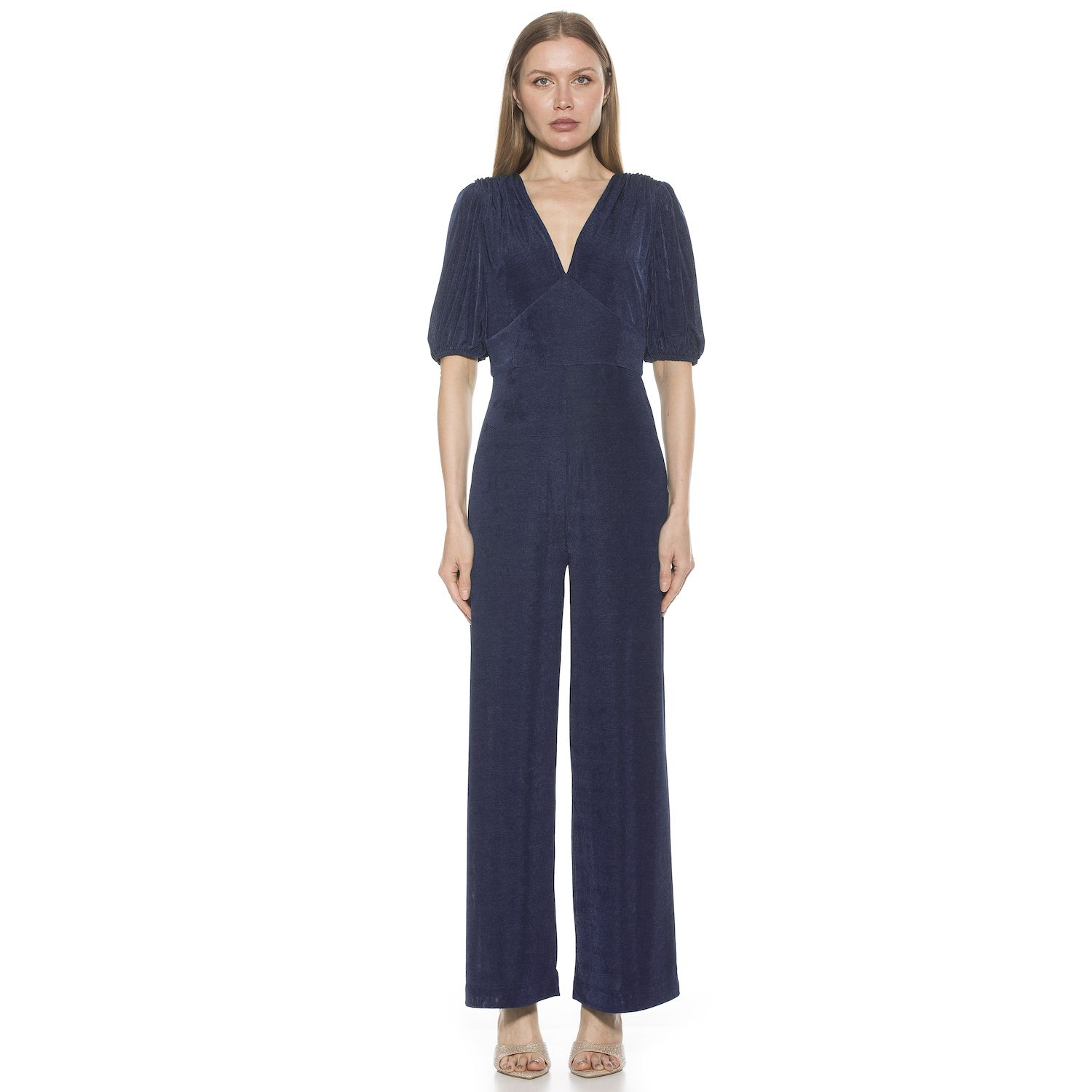 Женские комбинезоны ALEXIA ADMOR Ivy Bubble Sleeve Wide-Leg Jumpsuit