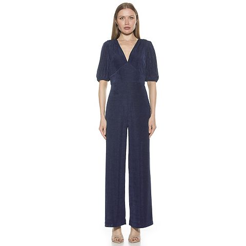 Женские комбинезоны ALEXIA Women's ALEXIA ADMOR Ivy Bubble Sleeve Wide-Leg Jumpsuit