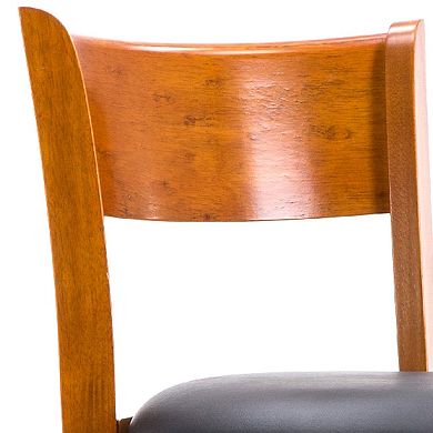 Sabi 24 inch Swivel Counter Stool, Solid Wood, Faux Leather, Brown, Black