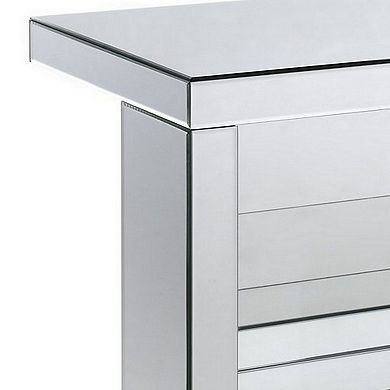 Accent Table with Mirrored Panels and C Shape, Silver
