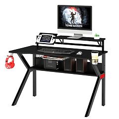 Homcom 47 Racing Style Gaming Desk, Z-shaped Computer Table With