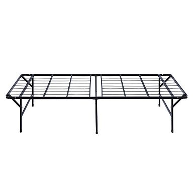 Adel Twin Size Low Profile Bed, Foldable Metal Frame, Black