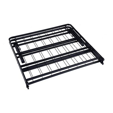 Adel Twin Size Low Profile Bed, Foldable Metal Frame, Black