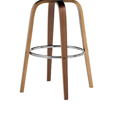 Swivel Bar Stool with Open Design Wooden Back, Gray