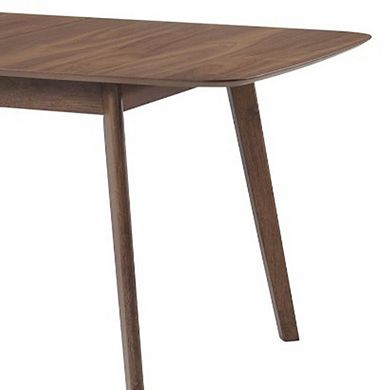 Rectanglular Wooden Dining Table With Round Corners, Walnut Brown
