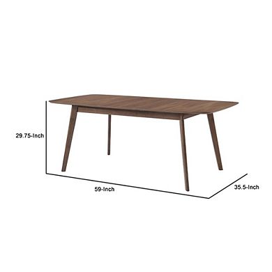 Rectanglular Wooden Dining Table With Round Corners, Walnut Brown