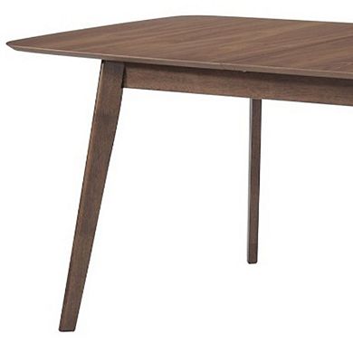 Rectanglular Wooden Dining Table With Round Corners, Walnut Brown