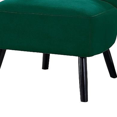 Upholstered Armless Accent Chair with Flared Back and Button Tufting, Green