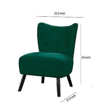 Upholstered Armless Accent Chair with Flared Back and Button Tufting, Green