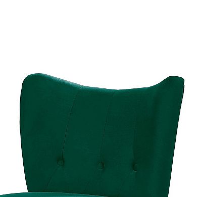 Upholstered Armless Accent Chair with Flared Back and Button Tufting, Green