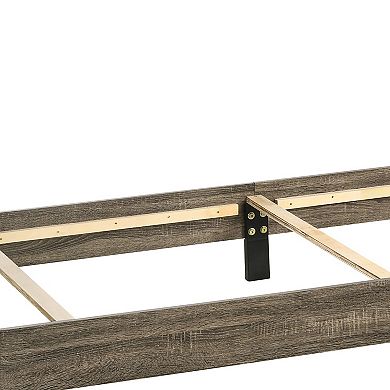 Twin Size Bed with Panel Design Headboard and Footboard, Cherry Brown