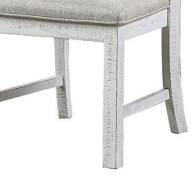 Open Scroll Back Wooden Side Chair with Padded Seat, Set of 2, White