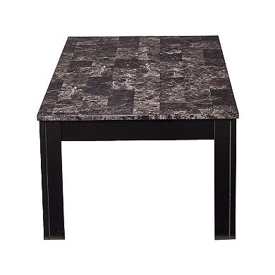 Impressive 3 piece occasional table set with marble top, black