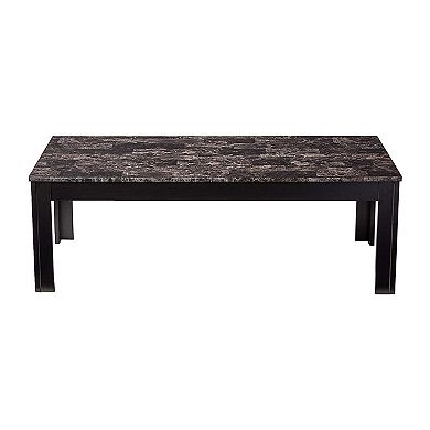 Impressive 3 piece occasional table set with marble top, black