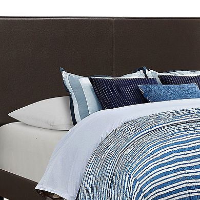 Vegan Faux Leather Upholstered Queen Size Platform Bed, Brown