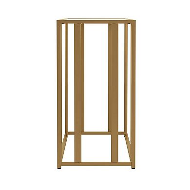 Glass Top Sofa Table with Metal Tubular Base, Brass