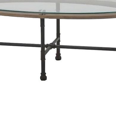 Coffee Table with Pipe Design Tubular metal Legs, Brown