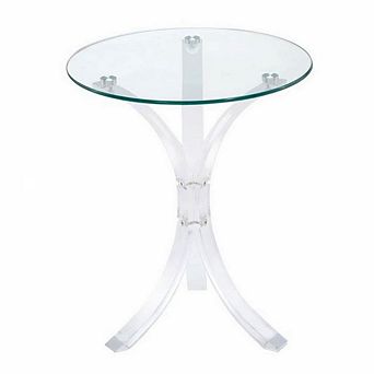 Contemporary Acrylic Accent Table With Glass Top, Clear