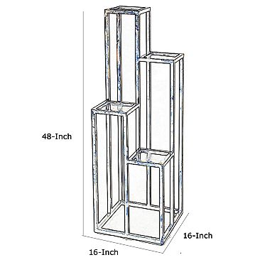 4 Tier Cast Iron Frame Plant Stand with Tubular Legs, Black and Gold